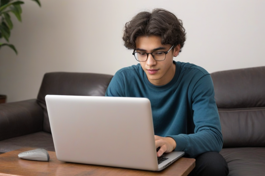 Un chico haciendo marketing online