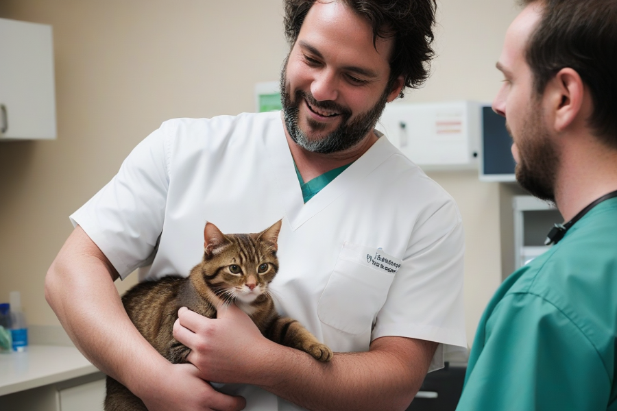 Dos doctores veterinarias con un gato