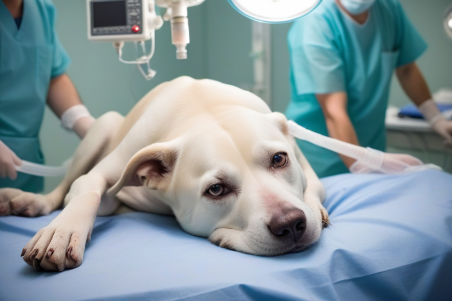 Un perro en quirófano